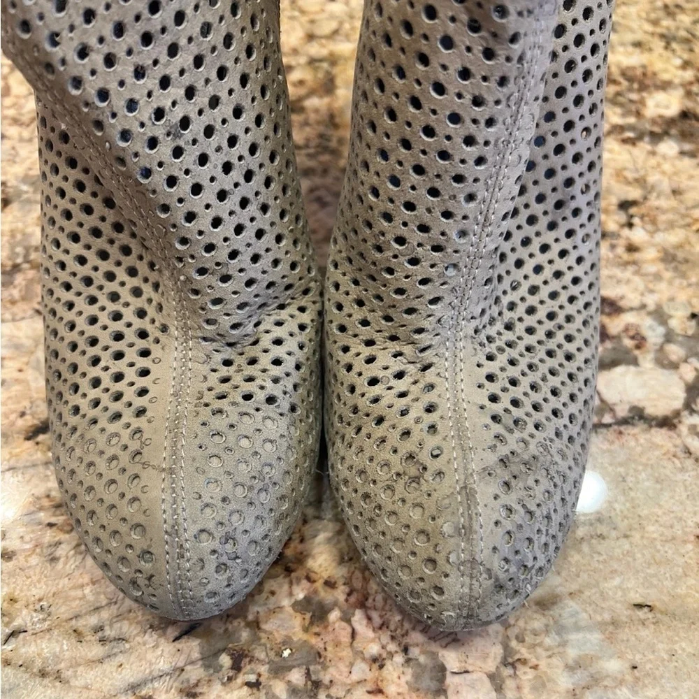 BcbgMaxazria tan laser cut ankle booties size 37